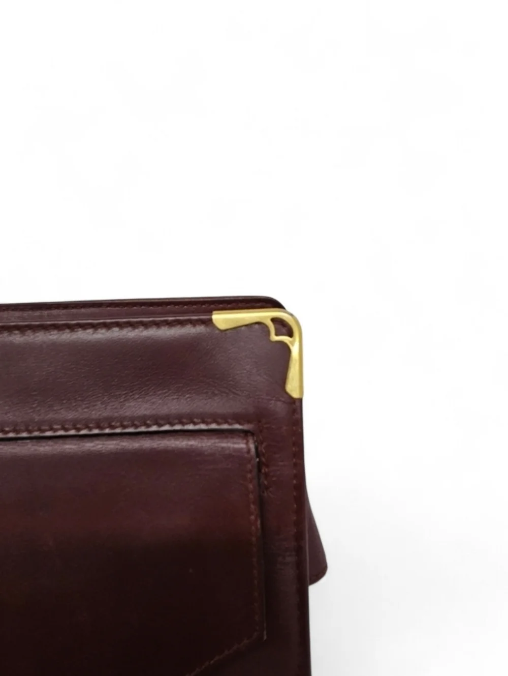 Cartier Must De Front Snap Clutch in Burgundy Calfskin Leather